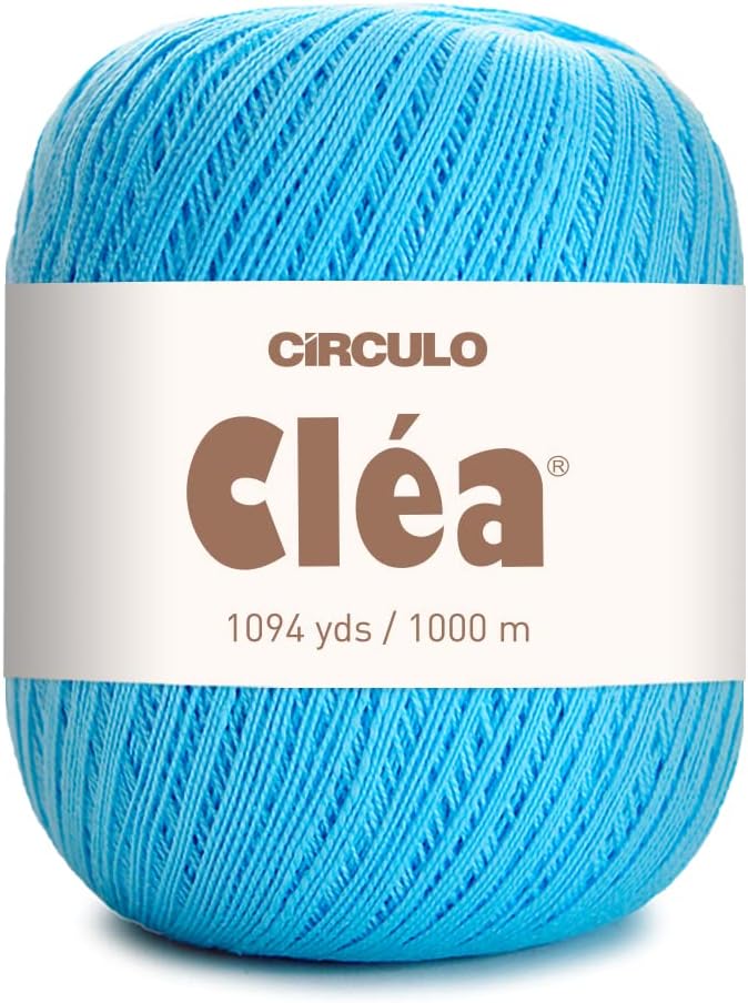CRCULO Circulo Clea Yarn – Crochet Thread Fine Size 10-8/2 Perfect for Weaving - 100% Mercerized Brazilian Cotton (Pack of 1 Ball) – 5.3 oz, 1094 yds - Color: 2151 - Sky - Image 1